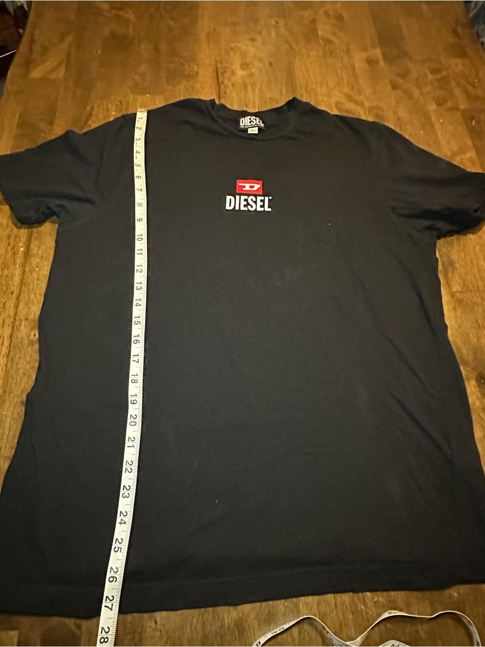 Diesel Black Short Sleeve Tee with Red & White Logo